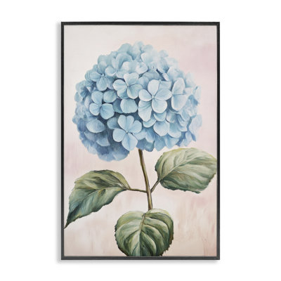 Delicate Baby Blue Hydrangea Framed Giclee, design by Petal Prints Design
