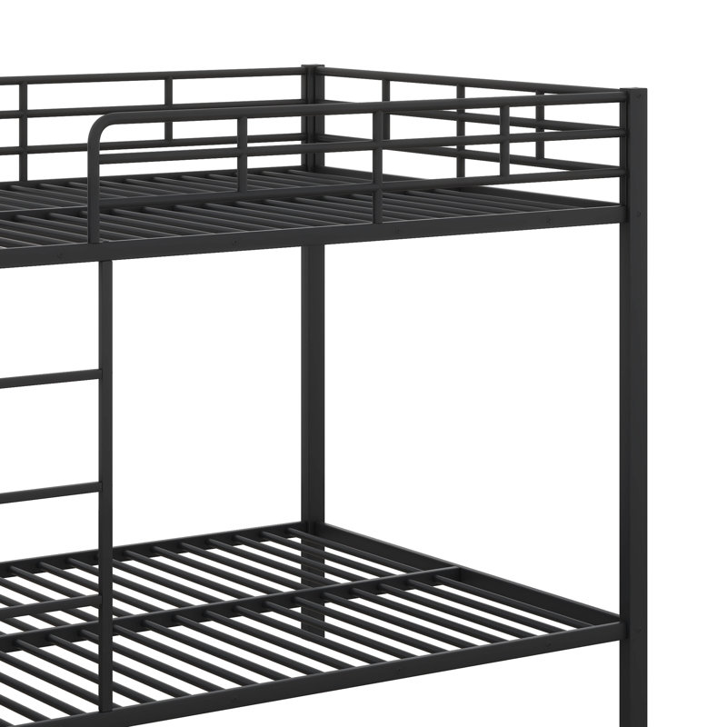 Full-Over-Full Metal Bunk Bed With LED Lighting, Mesh Storage Bins, And Clothing Hooks, Black