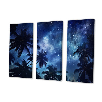 Sapphire Magical Palm Tree Night I - Palms & Palm Trees Wall Art Living Room Set -  Bay Isle Home™, 3BBA79782B3243FC8299CCE95FF8DC5A