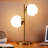 Sphere 20" Modern LED Table Lamp with Frosted Globe Shades and Gold Finish, USB-C Port, 3-Way Dimming