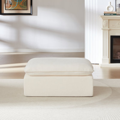 Modern Chenille Cloud Ottoman, Modular Upholstered Footrest and Accent Seat, Soft Fabric Living Room Furniture for Home and Apartment