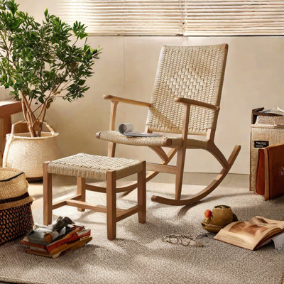 Chaise berçante simple en bois massif