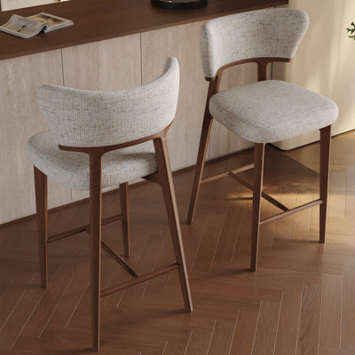 Chaise d'appoint à dossier bas en noyer (ensemble de 2)