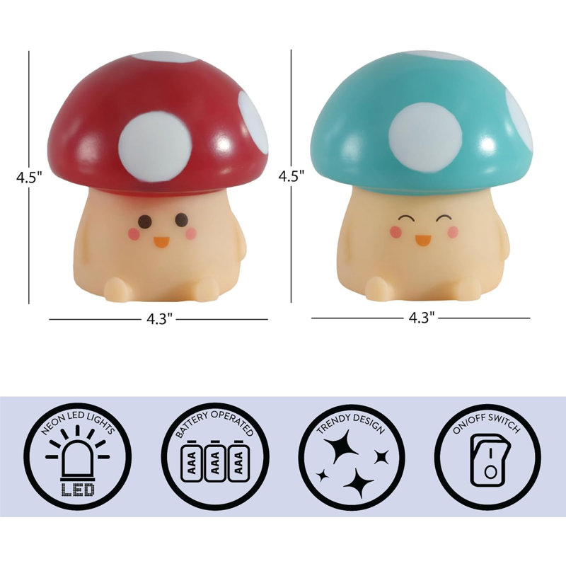  Lampe d'humeur Figural Squish, paquet de 2 avec champignon rouge et bleu