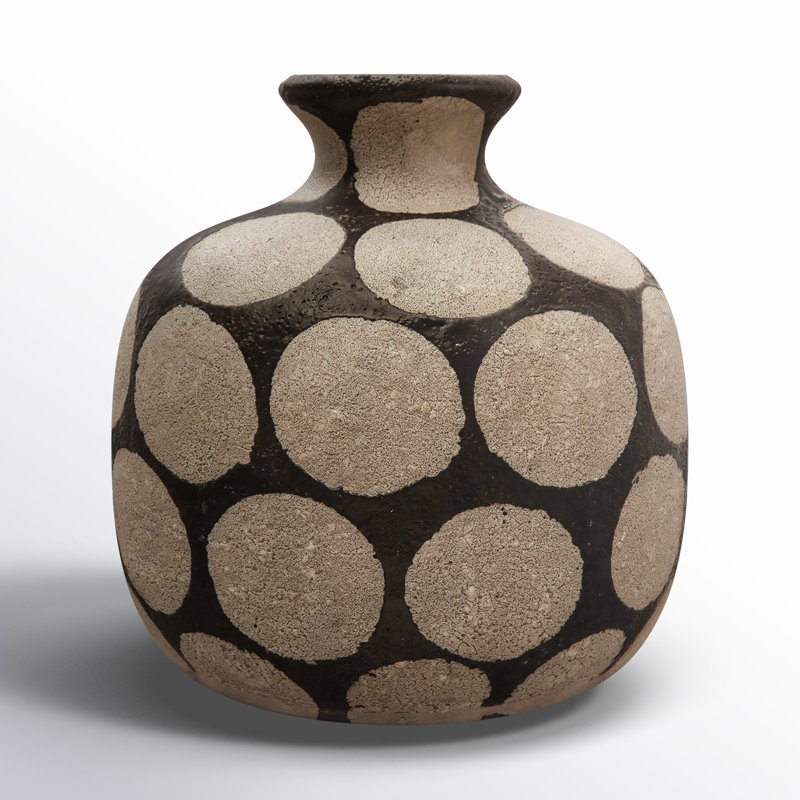 Delois 5'' Terracotta Table Vase, Black/Gray