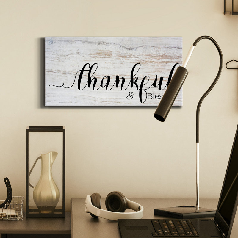 Thankful & Blessed - Impression sur toile tendue, H 16 po x l 8 po x P 1 po