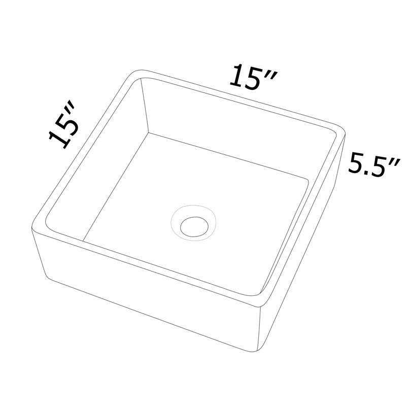 Beslend 15'' Ceramic Square Bathroom Sink