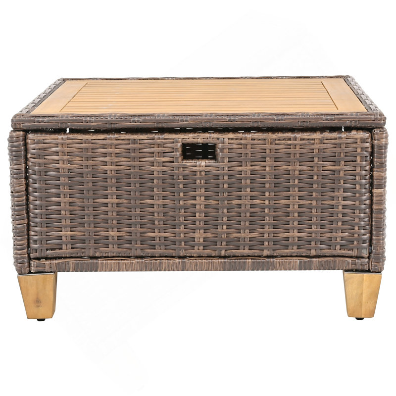Ensemble de 8 chaises d'extérieur en osier avec coussin épais K&K, ensemble de 2 chaises berçantes pivotantes en rotin avec table de rangement en acacia, ensemble de conversation en osier pour canapé d'extérieur