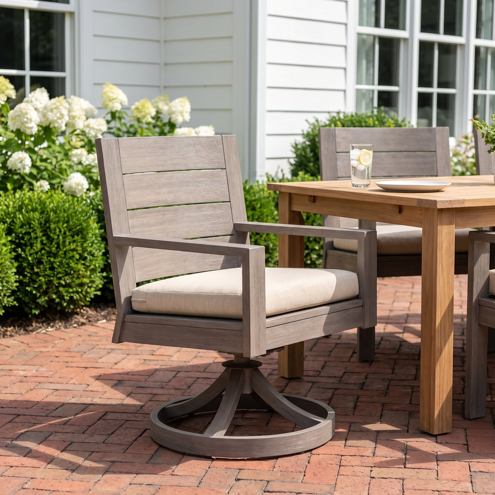 Laguna Swivel Sunbrella® Patio Armchair, Canvas Flax Sunbrella® Canvas