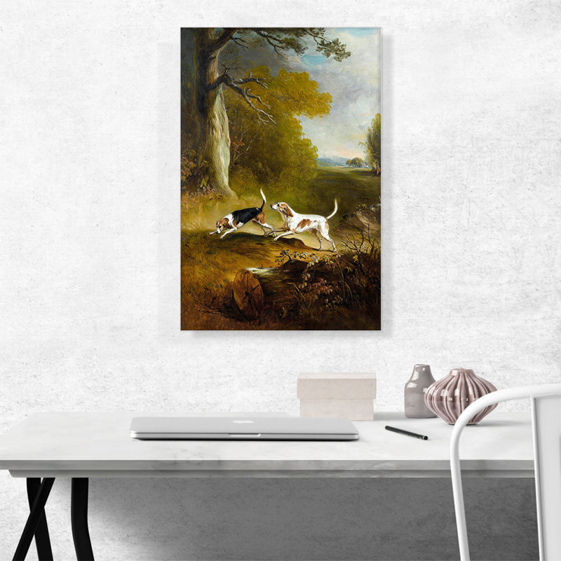 «Two Dogs Hunting» par John Ferneley, reproduction d'art sur toile tendue, H 26 po x l 18 po x 1,5 po
