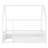 Full Size Wooden House Bed with Fence for Kids, Low Profile Floor Bed with Playhouse Design, White-349412096-349412099
