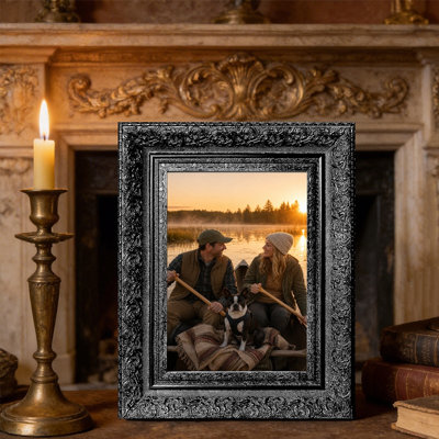 Cadre 3 pièces noir chaleureux 11 po x 14 po avec finition décorative