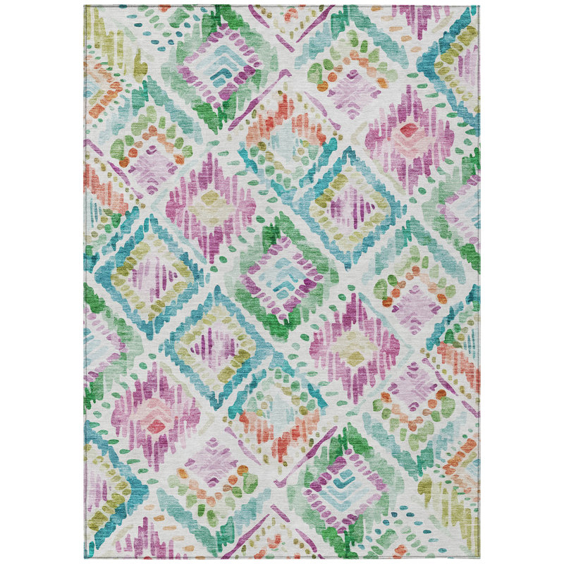Nova Teal Washable Indoor-Outdoor Rug - , 9' x 12'