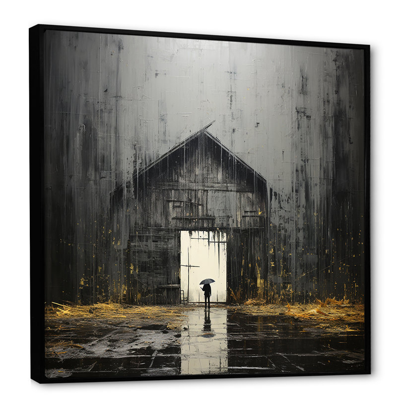 Mystique grange noire et jaune sur toile, H 24 po x l 24 po x P 1 po, Cadre flottant noir
