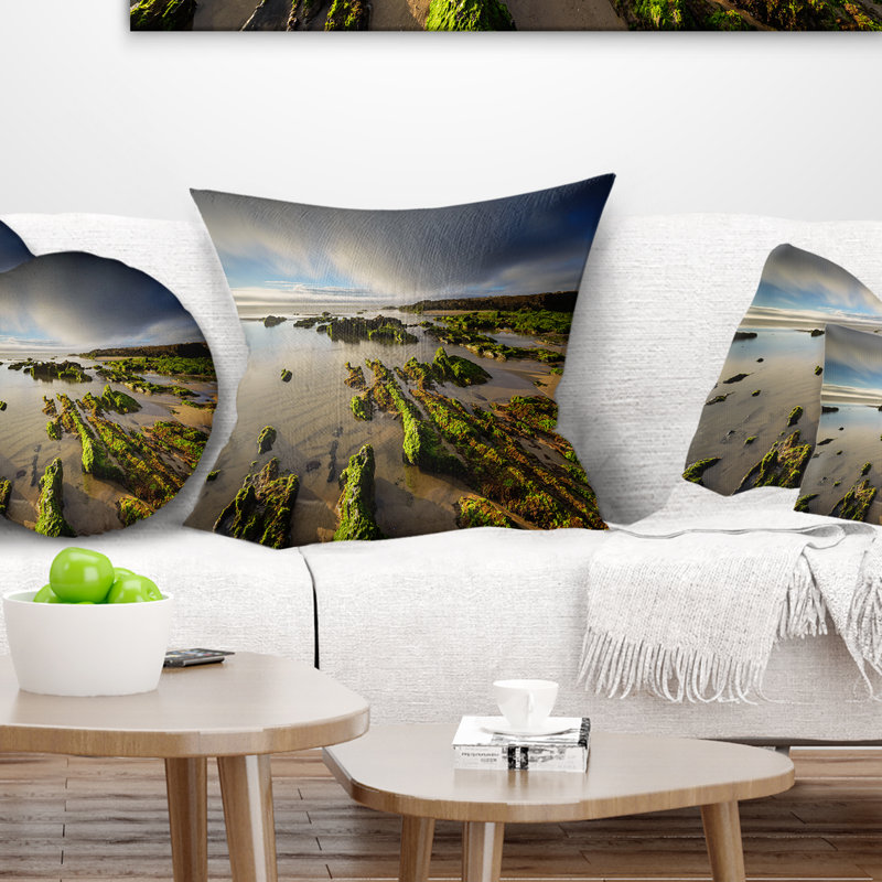 Coussin Furnas, plage vierge, Galice, Espagne, 18 po x 18 po, Coussin décoratif