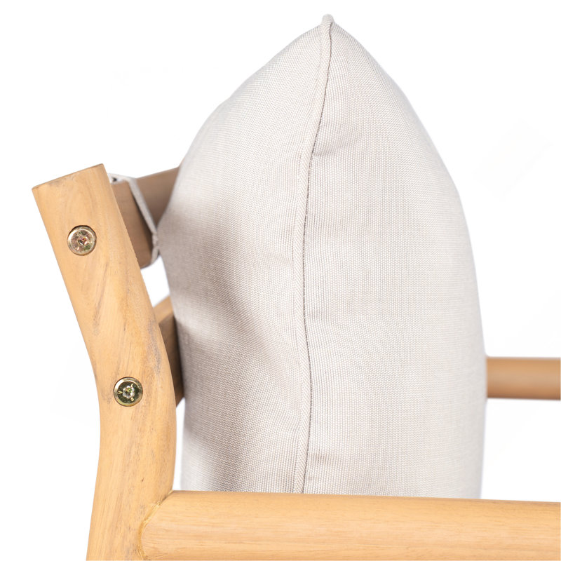 Fauteuil club de patio en bois d'acacia avec coussin résistant à l'eau, teck et beige (1 pièce)