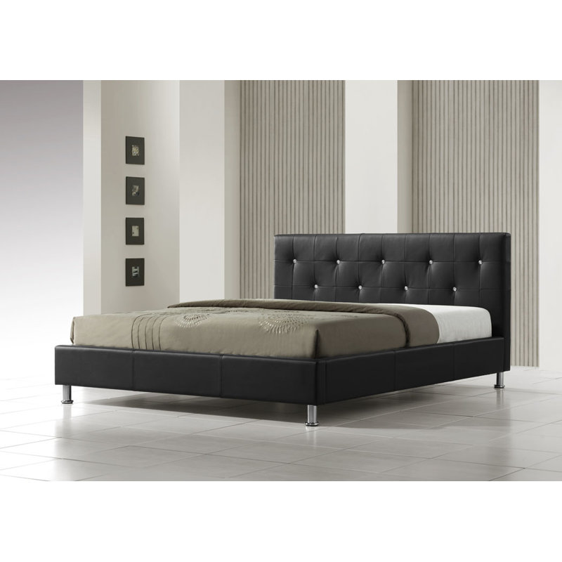 Upholstered Bed, Matt Black, Double (4'6)