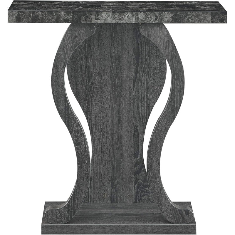 Console Table - Modern Sofa Table With Storage Shelves, Narrow Entryway Hall Table For Living Room, Display Accent Table, Black Faux Marble And Weathered Grey
