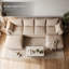Canapé d'angle 4 places en lin kaki avec 2 poufs, canapé modulaire rembourré