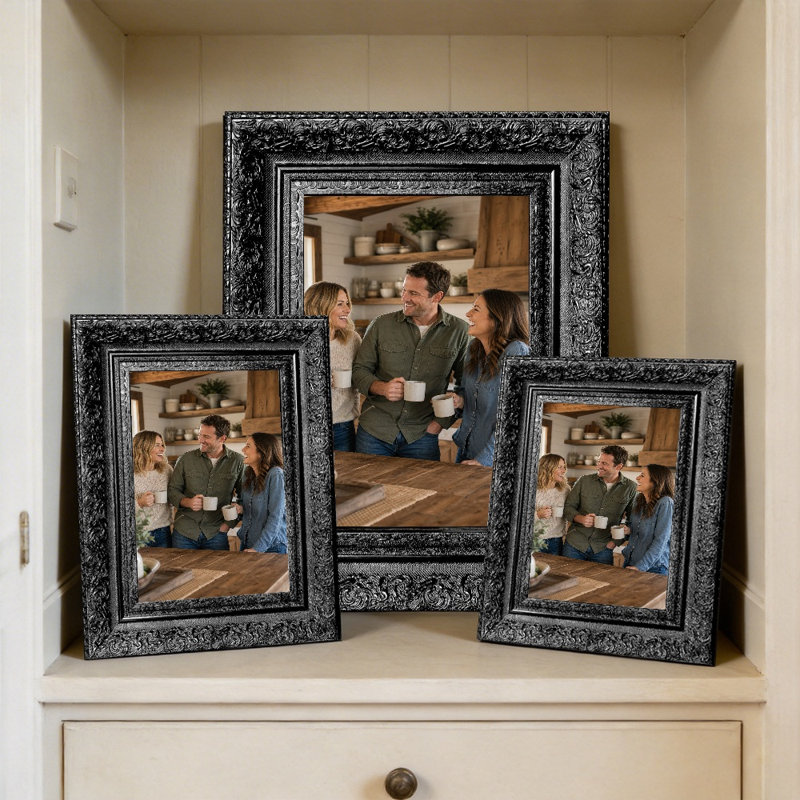 Cadre photo mural 3 pièces 8 "x 10" noir pour décor de salon