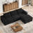 Boneless 106.7" Modular Sectional Sofa with Deep Seat, Upholstery L Shaped Cloud Couch for Living Room, 3-Seater Modern Boneless Sofa with Movable Ottomans, Removable Cover, No Assembly Required-1087487028