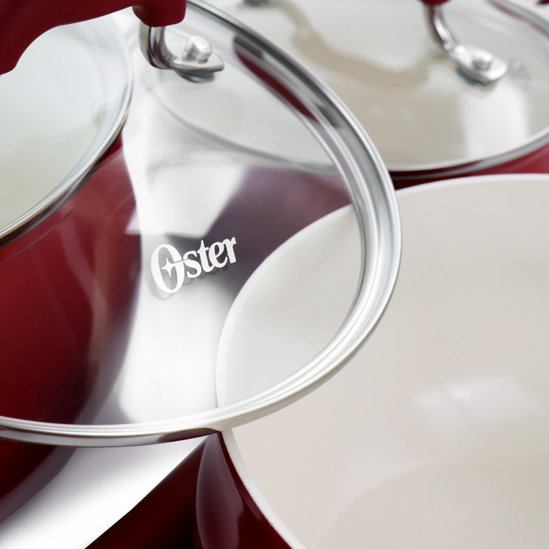 Red Aluminum Non-Stick 8-Piece Cookware Set with Enamel