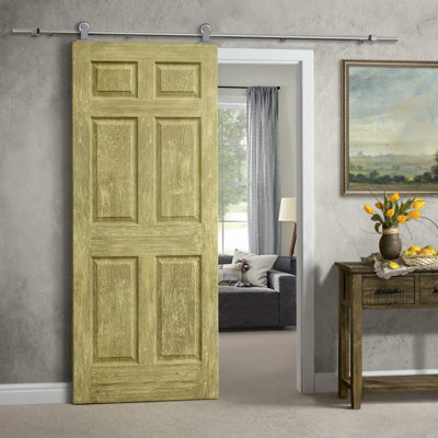 80'' Hollow Paneled Painted without Installation Hardware Kit Barn Door