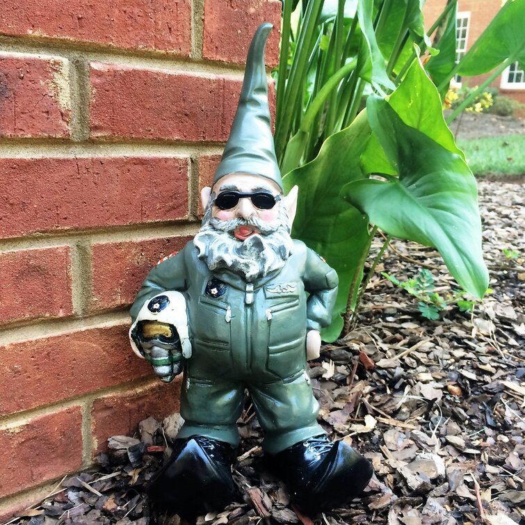 American Hero Gnome Airforce Military Soldier Garden Statue