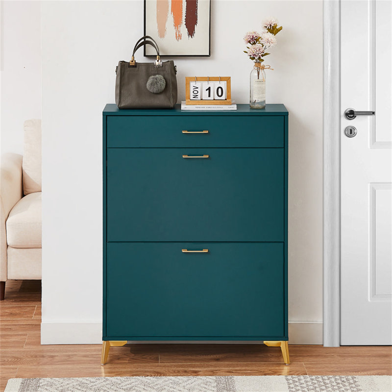 Armoire à chaussures Marthalee, Vert/doré