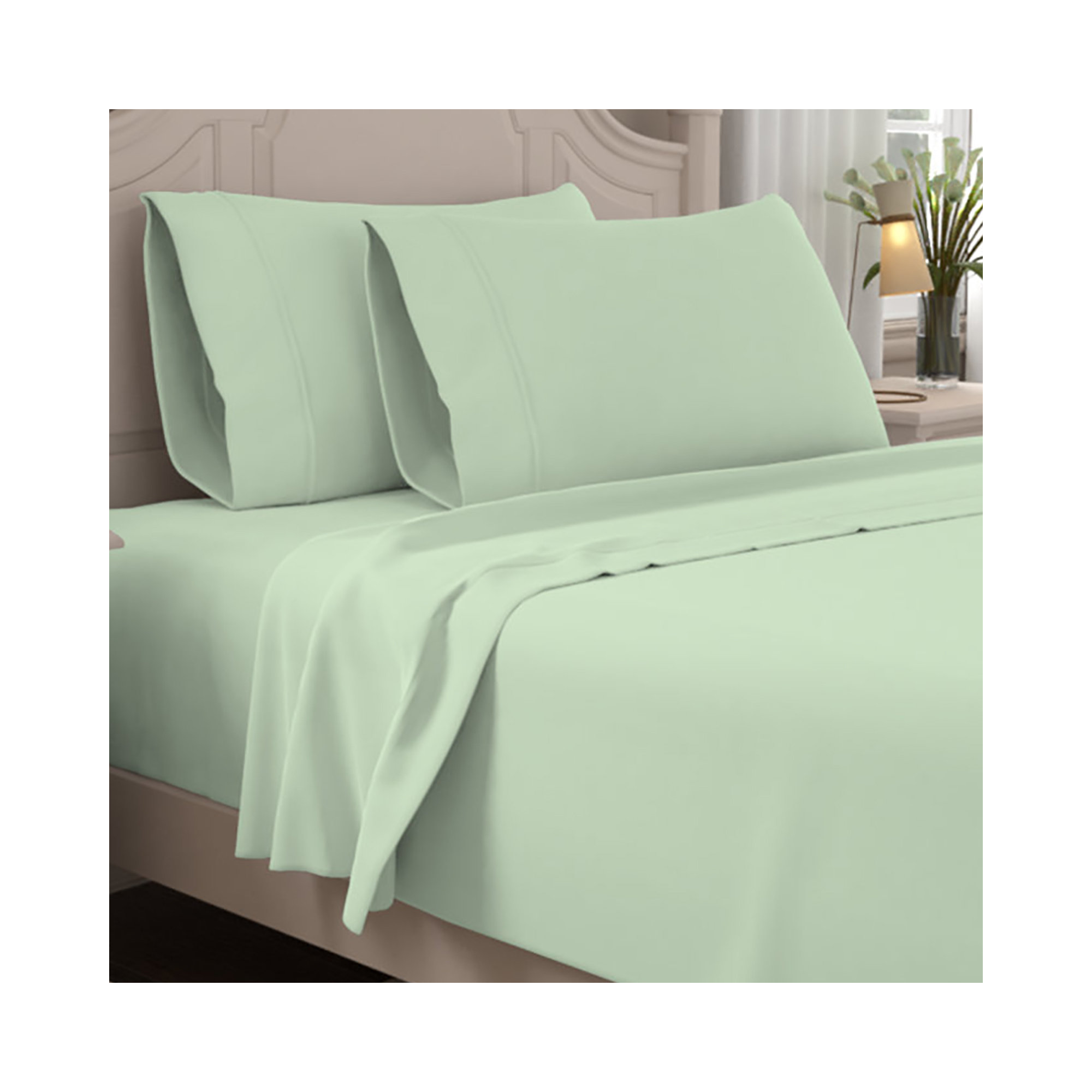 Ultimate Percale 100% Cotton 400TC Cool & Crisp Sheet Set, Queen Sheet Set with 2 Pillowcases, Sage