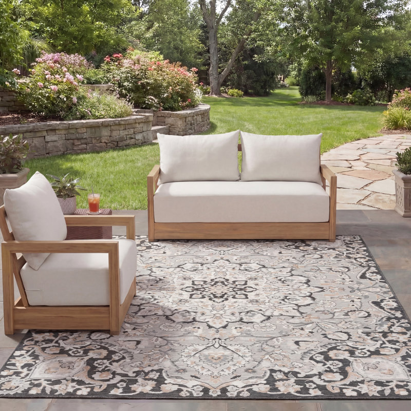 Tapis oriental intérieur / extérieur Jasmyn Sunrise Performance, Rectangle 8 pi x 10 pi