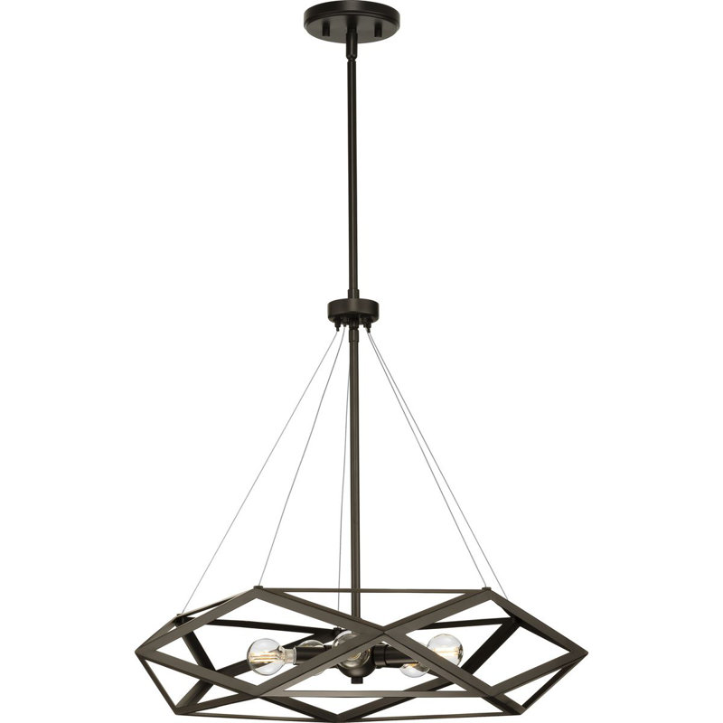 Luminaire suspendu géométrique à 5 lumières Dhimaan, Bronze architectural