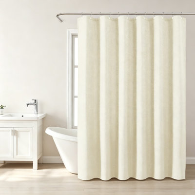Heavy Duty Waffle Weave Shower Curtain, Repellent Fabric With Weighted Hem, Includes Rust-Resistant Metal Hooks, Machine Washable For Hotel Spa Luxury Bathroom