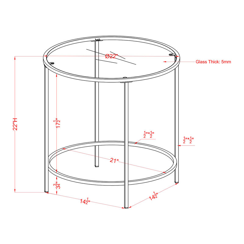 Silverlock Glass Top End Table, Gold
