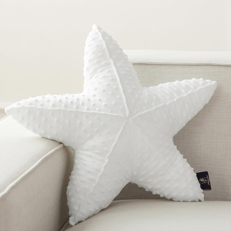 Coussin décoratif en forme d'étoile de mer 20,5 "Velvet Ocean Series, Blanc cassé
