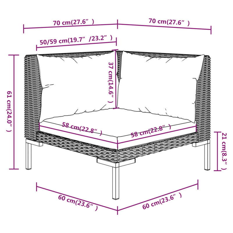Khiala 280cm Wide Patio Sofa with Cushions