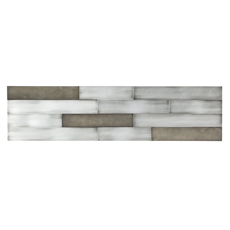 Panneau en métal doré patiné 23,6 po x 5,9 po Aspect, Argent doré