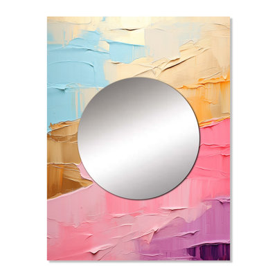Latecia Minimalism Chasing Rainbows I - Rainbow Decorative Mirror, Traditional Large Wall Mirror, Printed Metal Art