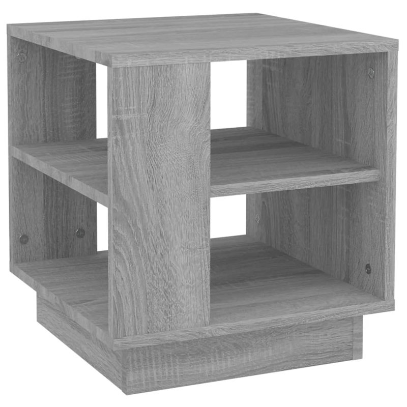 Glass End Table with Storage, Gray Sonoma, 15.7"x15.7"x16.9"