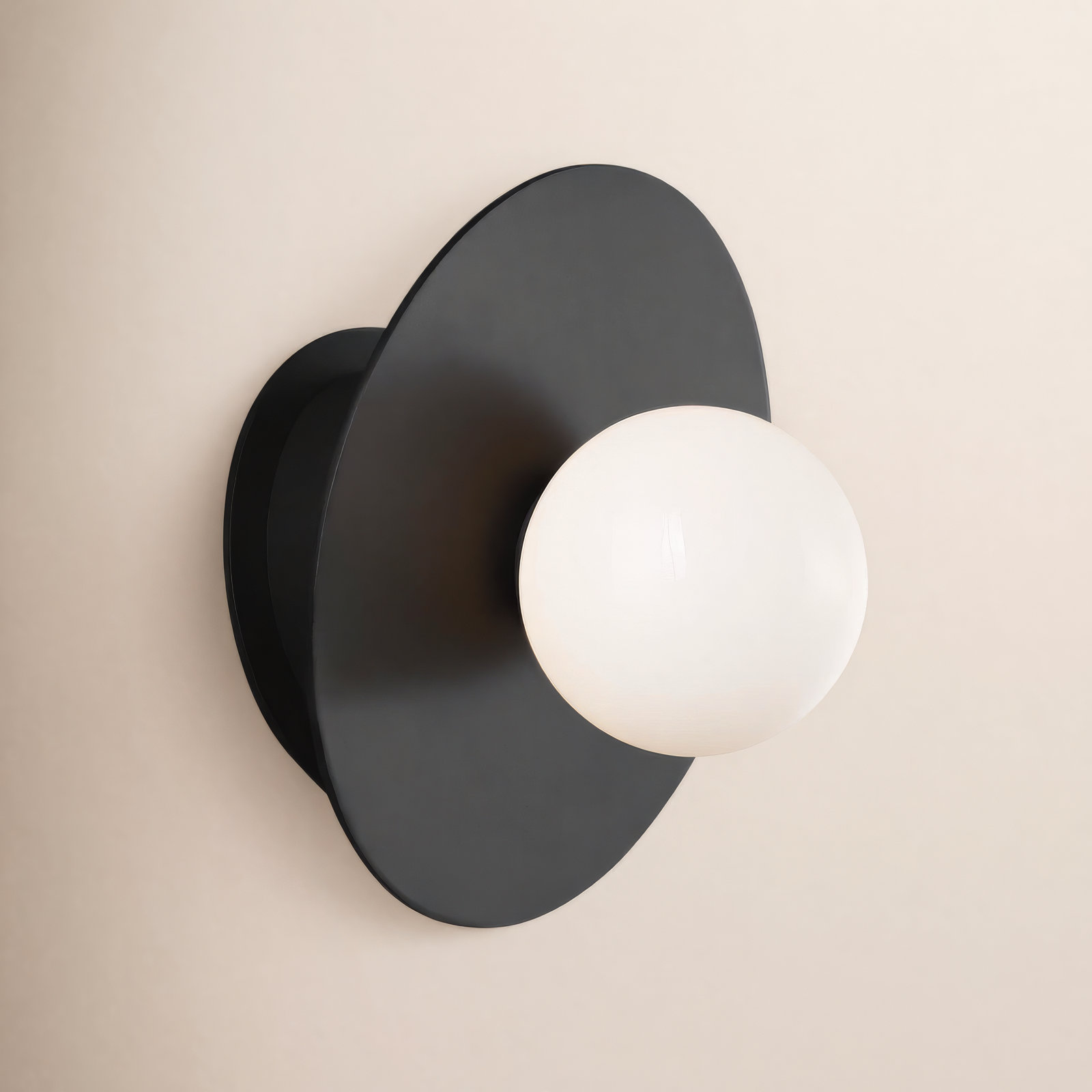 Allegra Single Light Glass Steel Dimmable Flush Mounted Sconce, Midnight Black