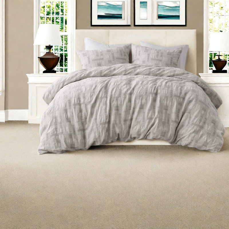 Luxury Cotton Jacquard Bedding Sets, Ivory Polyester For Home Comfort