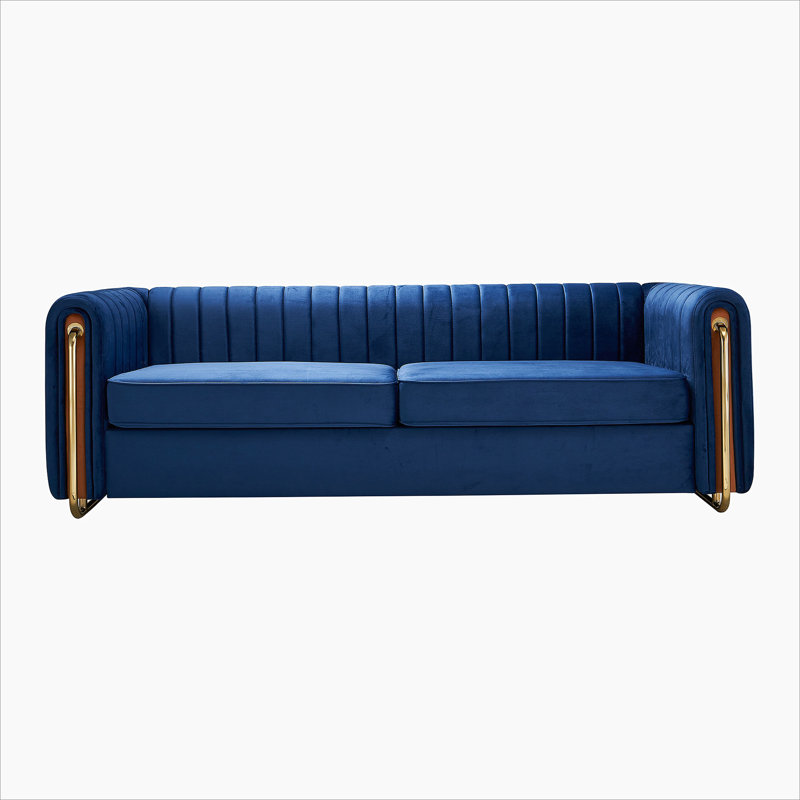 Canapé rembourré en tissu 2 places Helsel, Bleu