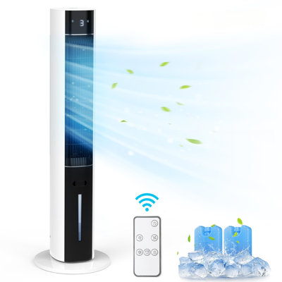 Evaporative Air Cooler with Remote, 3-in-1 Oscillating Tower Cooling Fan, White