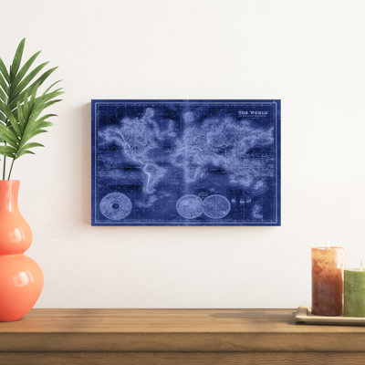 «Indigo World Map», impression sur toile