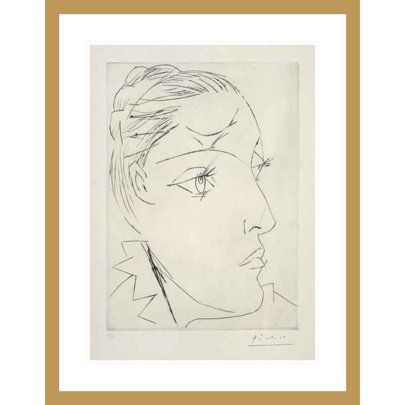Portrait de Dora Maar dans un chignon par Pablo Picasso, impression giclée encadrée, H 29,5 po x l 22,92 po