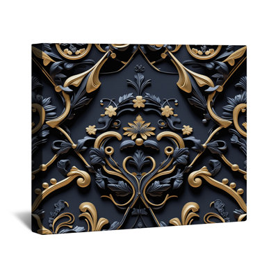 Ornate Baroque Floral Pattern Canvas Gallery Wrap in Many Sizes