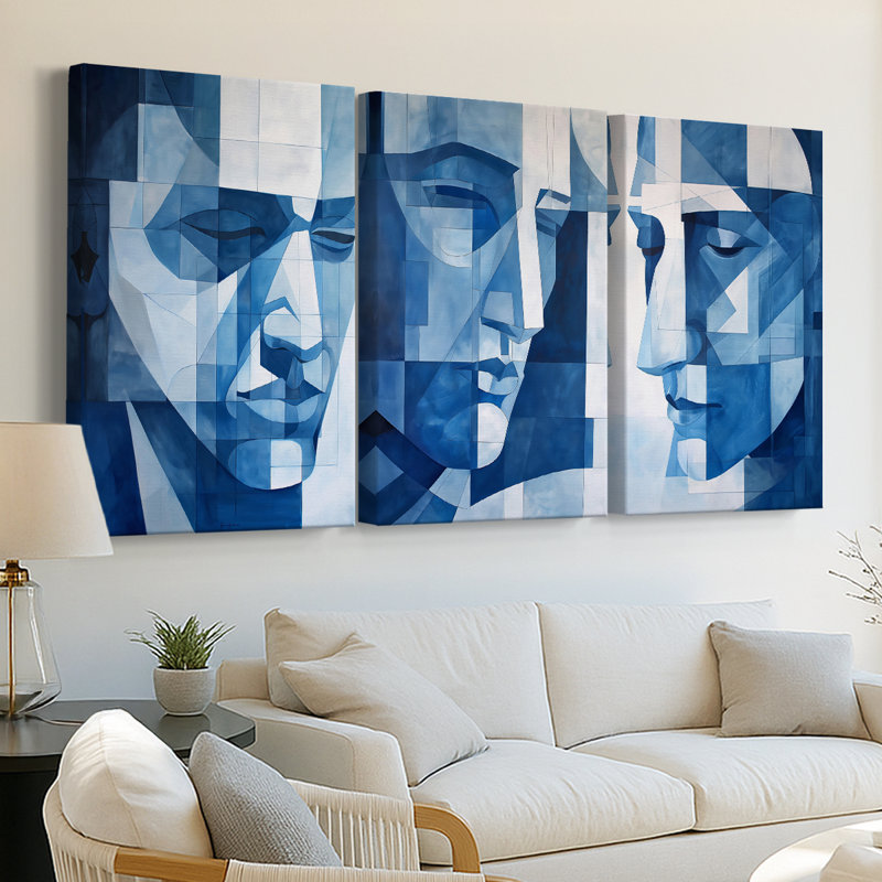 Série ABSTRACT Lxxxxi - Toile tendue sur mesure - 3 pièces, H 36 po x l 72 po