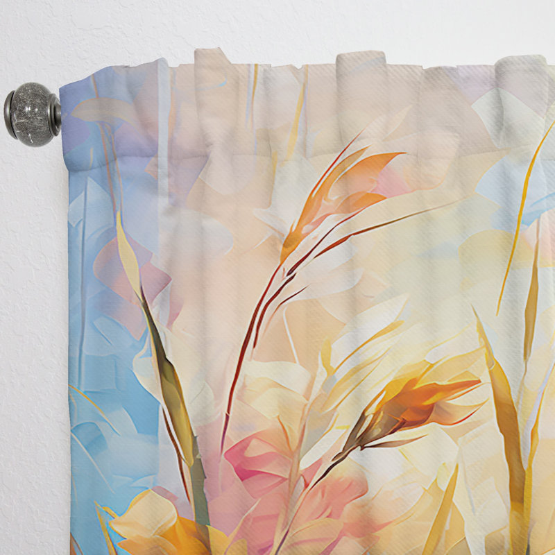 Rideau traditionnel Mae - jaune et rose Meadows Breeze II - velours obscurcissant - 1 panneau, L 52 po x L 95 po
