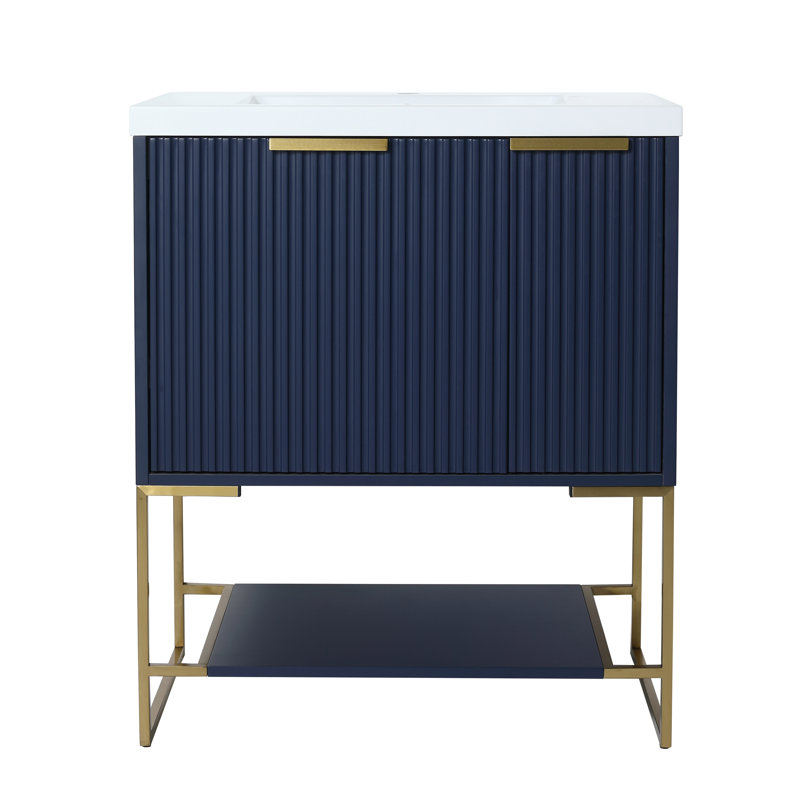 Meuble-lavabo autoportant de 30 po avec lavabo en résine, 30 po x 18 po, Marine