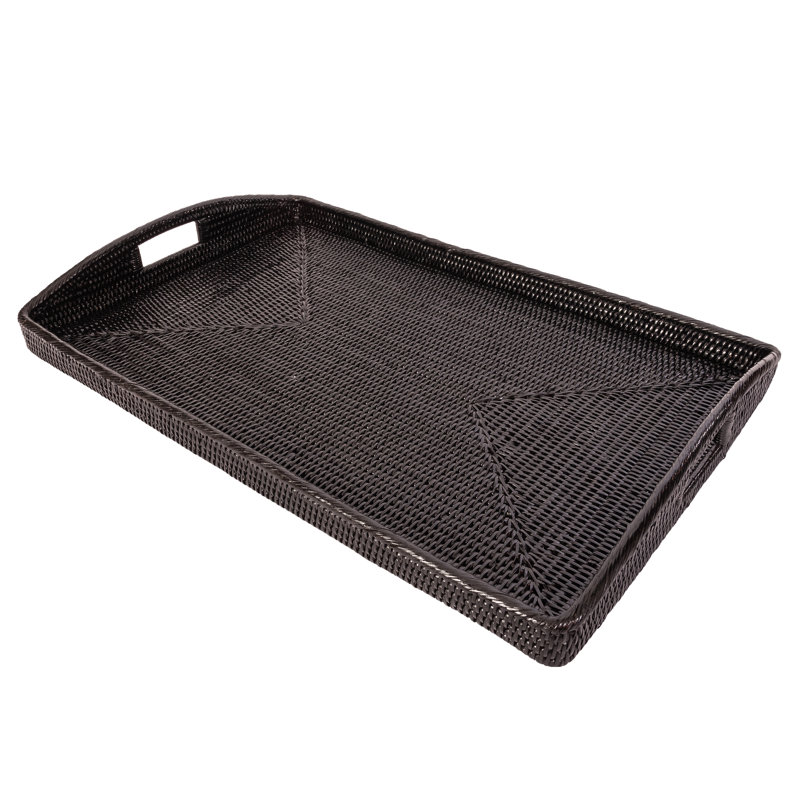 Repose-pieds rectangulaire Ilonka Grayton, Noir Tudor, H 2 po x l 28 po x P 18 po, Pas de paquet
